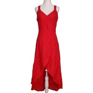 NEW J.O.A Red Lace Asymetric High Low Dress